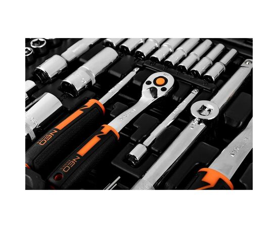 Набор инструментов Neo Tools 110шт, 1/2", 1/4", CrV, кейс (10-066), изображение 5 Набор инструментов Neo Tools 110шт, 1/2", 1/4", CrV, кейс (10-066), изображение 5