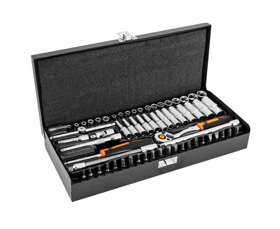 Набор инструментов Neo Tools 63шт, 1/4", CrV, металлический кейс (10-008), изображение 2 Набор инструментов Neo Tools 63шт, 1/4", CrV, металлический кейс (10-008), изображение 2
