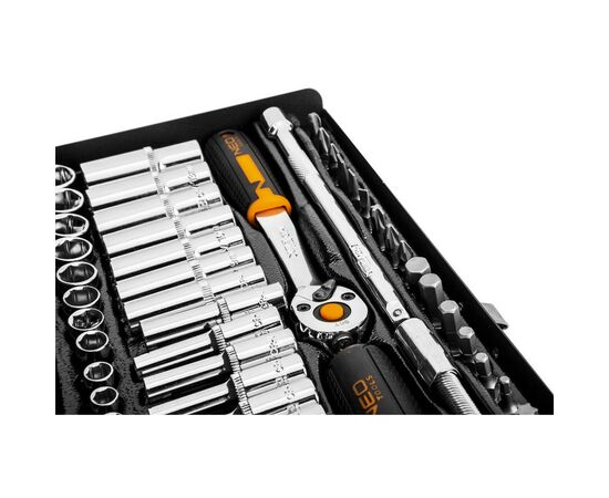 Набор инструментов Neo Tools 63шт, 1/4", CrV, металлический кейс (10-008), изображение 7 Набор инструментов Neo Tools 63шт, 1/4", CrV, металлический кейс (10-008), изображение 7