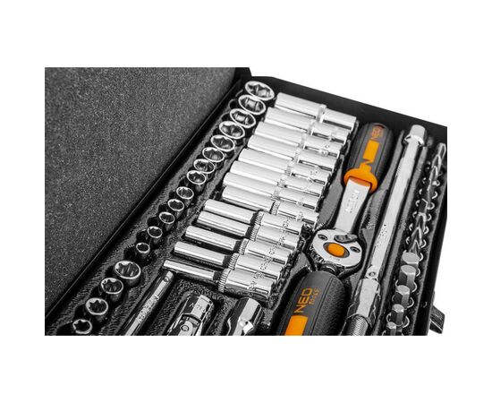 Набор инструментов Neo Tools 63шт, 1/4", CrV, металлический кейс (10-008), изображение 8 Набор инструментов Neo Tools 63шт, 1/4", CrV, металлический кейс (10-008), изображение 8