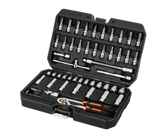 Набор инструментов Neo Tools 73шт, 1/2", 1/4", CrV, кейс (10-054), изображение 5 Набор инструментов Neo Tools 73шт, 1/2", 1/4", CrV, кейс (10-054), изображение 5