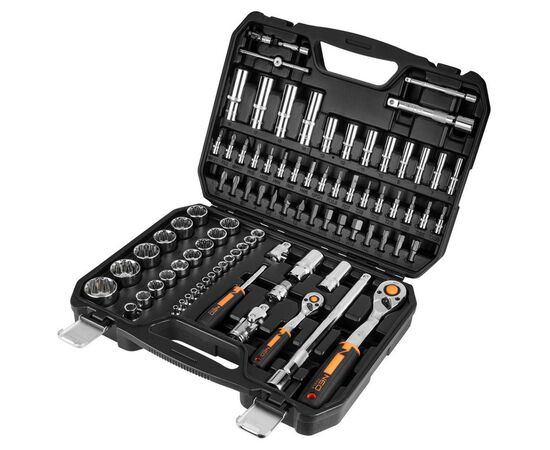 Набор инструментов Neo Tools 86шт, 1/2", 1/4", CrV, кейс (10-060), изображение 5 Набор инструментов Neo Tools 86шт, 1/2", 1/4", CrV, кейс (10-060), изображение 5