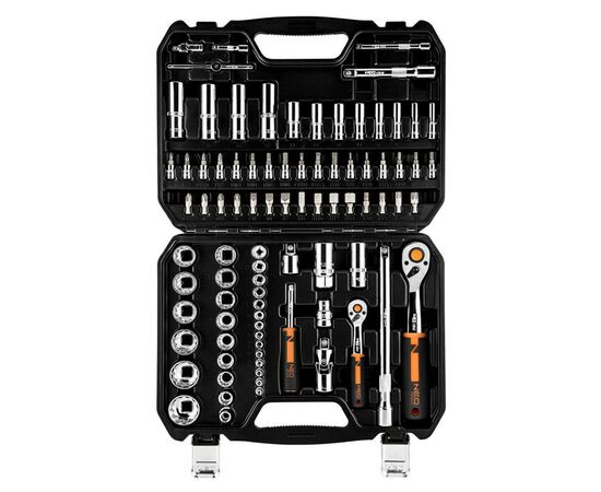 Набор инструментов Neo Tools 86шт, 1/2", 1/4", CrV, кейс (10-060), изображение 6 Набор инструментов Neo Tools 86шт, 1/2", 1/4", CrV, кейс (10-060), изображение 6