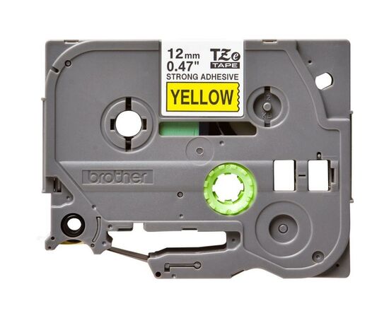 Стрічка для принтера етикеток Brother TZES631, 12мм, черный на желтом, сверхклейкая (TZES631), зображення 2 Стрічка для принтера етикеток Brother TZES631, 12мм, черный на желтом, сверхклейкая (TZES631), зображення 2