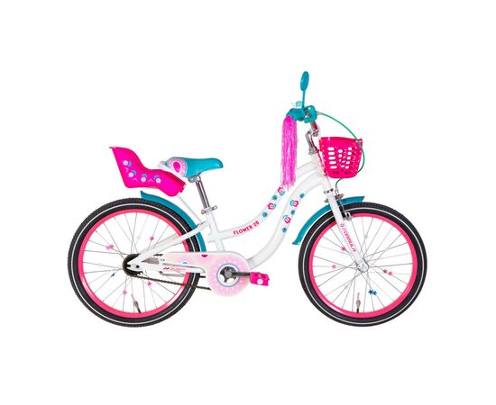 Велосипед Formula Flower Premium 20" 10" St 2024 Білий з рожевим та бірюзовим (OPS-FRK-20-214)