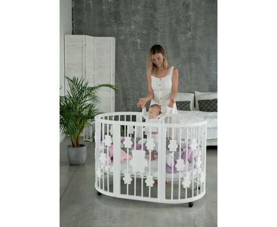 Кроватка Ingvart трансформер Smart Bed Round (72х72, 72х120, 72х168 см) белая с декором "Мишки" (1329003), изображение 3 Кроватка Ingvart трансформер Smart Bed Round (72х72, 72х120, 72х168 см) белая с декором "Мишки" (1329003), изображение 3