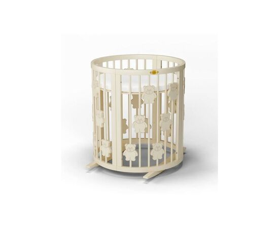Кроватка Ingvart трансформер Smart Bed Round (72х72, 72х120, 72х168 см) слоновая кость с декором "Мишки" (1321015), изображение 2 Кроватка Ingvart трансформер Smart Bed Round (72х72, 72х120, 72х168 см) слоновая кость с декором "Мишки" (1321015), изображение 2
