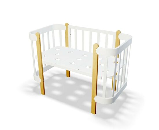 Ліжечко Ingvart трансформер Nika 60 з опускною боковинкою (60х94, 60х120) біло-натуральне (3190031017), зображення 3