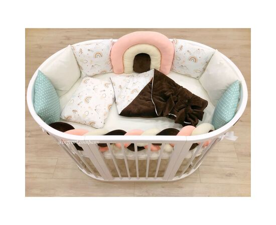 Детский постельный набор Ingvart Радуга персиково-шоколадная в кроватку Nika (42200-1), изображение 2