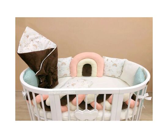 Дитячий постільний набір Ingvart Райдуга персиково-шоколадний у ліжечко Smart Bed (42200), зображення 4