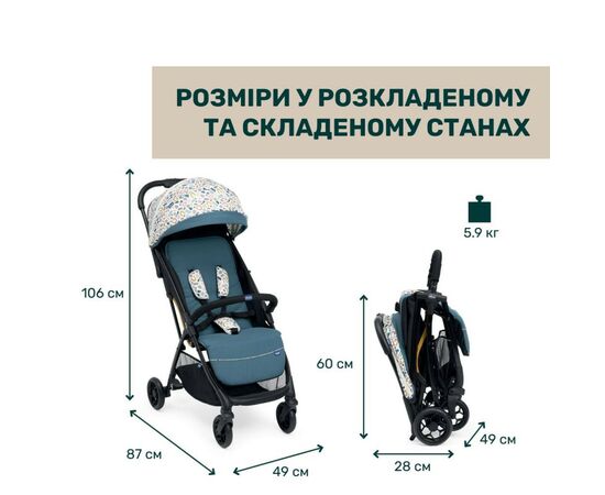 Коляска Chicco Glee Голубая (8058664173600) (87068.78), изображение 8 Коляска Chicco Glee Голубая (8058664173600) (87068.78), изображение 8