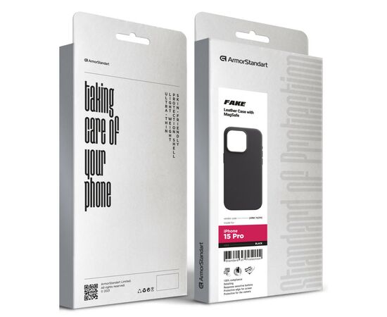 Чехол для мобильного телефона Armorstandart FAKE Leather Case Apple iPhone 15 Pro Black (ARM76299), изображение 5
