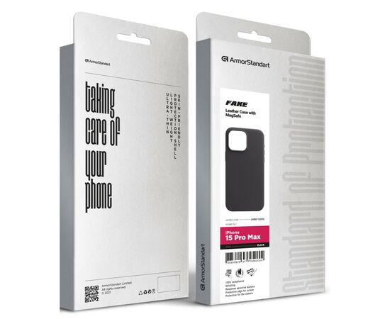 Чехол для мобильного телефона Armorstandart FAKE Leather Case Apple iPhone 15 Pro Max Black (ARM76305), изображение 5