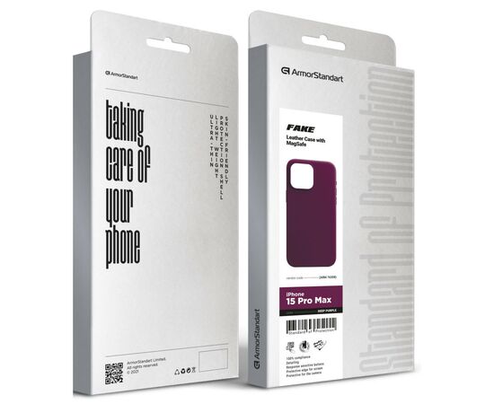 Чохол до мобільного телефона Armorstandart FAKE Leather Case Apple iPhone 15 Pro Max Deep Purple (ARM76308), зображення 5 Чохол до мобільного телефона Armorstandart FAKE Leather Case Apple iPhone 15 Pro Max Deep Purple (ARM76308), зображення 5