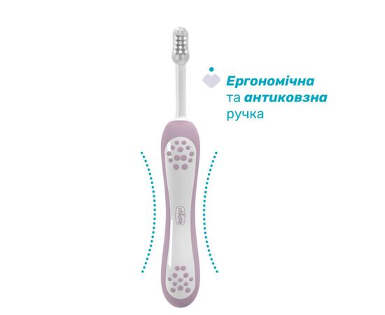 Дитяча зубна щітка Chicco для перших зубів, 6-36 міс. рожева (8058664174683) (12081.00), зображення 2 Дитяча зубна щітка Chicco для перших зубів, 6-36 міс. рожева (8058664174683) (12081.00), зображення 2