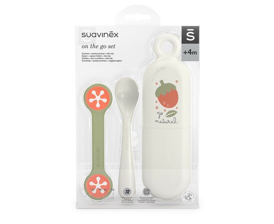 Набор детской посуды Suavinex Go natural (футляр, ложка, клипса) белый (308054), изображение 2 Набор детской посуды Suavinex Go natural (футляр, ложка, клипса) белый (308054), изображение 2