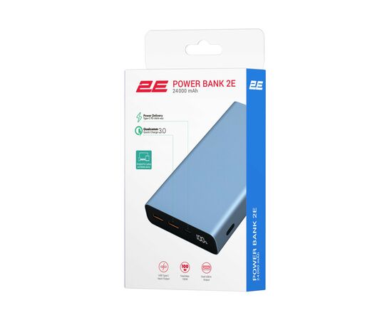 Батарея универсальная 2E 24000mAh PD, QC 100W Steel (2E-PB2502-STEEL), изображение 6 Батарея универсальная 2E 24000mAh PD, QC 100W Steel (2E-PB2502-STEEL), изображение 6