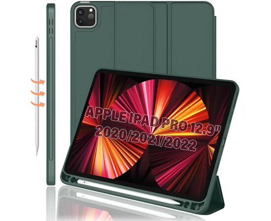 Чехол для планшета BeCover Tri Fold Hard TPU Apple iPad Pro 12.9 2020/2021/2022 Dark Green (711116), изображение 2 Чехол для планшета BeCover Tri Fold Hard TPU Apple iPad Pro 12.9 2020/2021/2022 Dark Green (711116), изображение 2