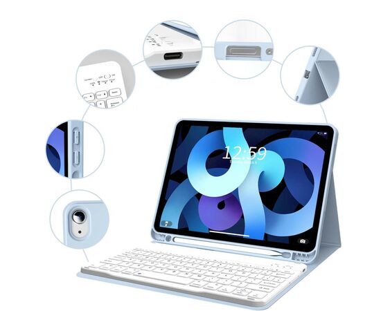Чохол до планшета BeCover Keyboard Apple iPad Air (4/5) 2020/2022 10.9" Light Blue (711146), зображення 2 Чохол до планшета BeCover Keyboard Apple iPad Air (4/5) 2020/2022 10.9" Light Blue (711146), зображення 2