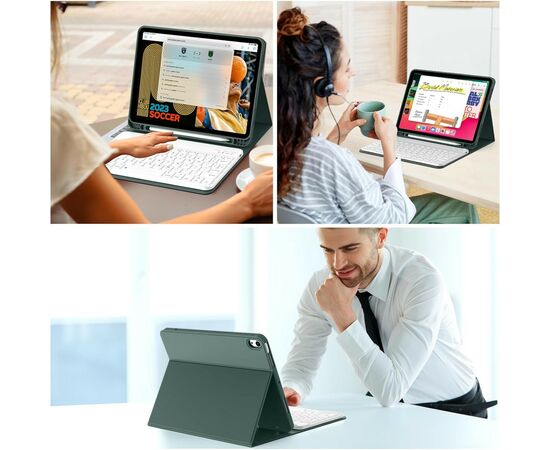 Чехол для планшета BeCover Keyboard Apple iPad Air 11" M2 2024 Dark Green (711395), изображение 6 Чехол для планшета BeCover Keyboard Apple iPad Air 11" M2 2024 Dark Green (711395), изображение 6