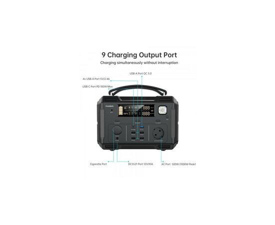 Зарядна станція Choetech BS004-EU-BK, 500W (BS004-EU-BK), зображення 4 Зарядна станція Choetech BS004-EU-BK, 500W (BS004-EU-BK), зображення 4