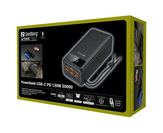 Батарея универсальная Sandberg 50000mAh 130W PD, 3хUSB 3xType-C LED 2W (420-75), изображение 6 Батарея универсальная Sandberg 50000mAh 130W PD, 3хUSB 3xType-C LED 2W (420-75), изображение 6