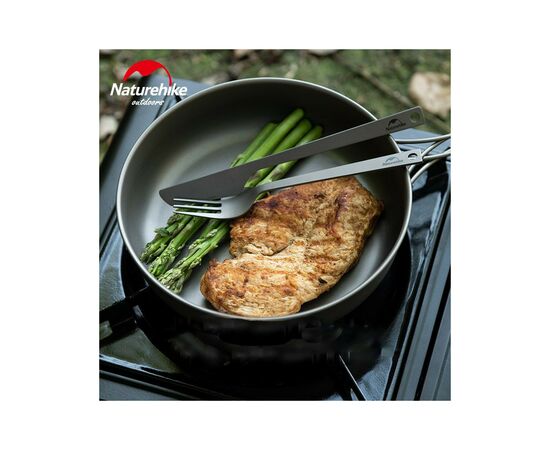 Набор туристической посуды Naturehike ложка, виделка, ніж з титану NH19T011-D сірий з мішечком (6927595736739), изображение 2 Набор туристической посуды Naturehike ложка, виделка, ніж з титану NH19T011-D сірий з мішечком (6927595736739), изображение 2