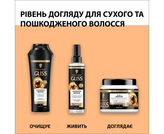 Шампунь Gliss Ultimate Repair для сильно поврежденных и сухих волос 250 мл (9000100662918), изображение 6 Шампунь Gliss Ultimate Repair для сильно поврежденных и сухих волос 250 мл (9000100662918), изображение 6