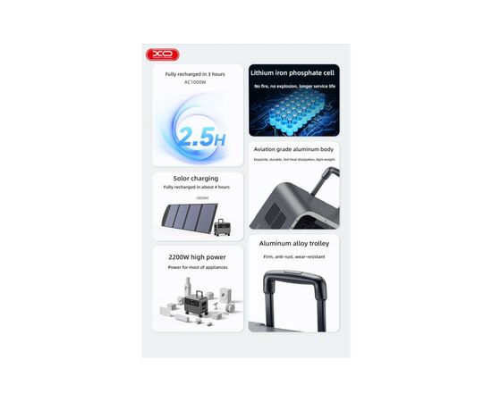Зарядная станция XO PSA-2200 2304Wh (XO-PSA-2200W), изображение 7 Зарядная станция XO PSA-2200 2304Wh (XO-PSA-2200W), изображение 7