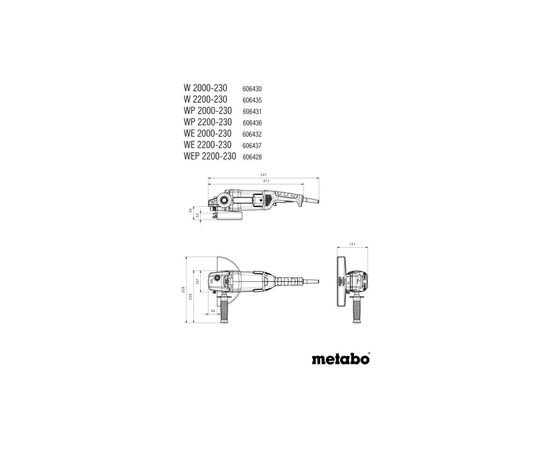 Шлифовальная машина Metabo WE 2200-230 230мм, 2200Вт, 6600об/мин, 5.2кг (606437000), изображение 6 Шлифовальная машина Metabo WE 2200-230 230мм, 2200Вт, 6600об/мин, 5.2кг (606437000), изображение 6