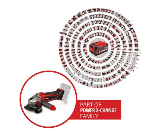Шлифовальная машина Einhell TE-AG 18/115-2 Li - Solo PXC 18В, 115мм, 8500об/мин, 1.7кг (без АКБ и ЗУ) (4431166), изображение 6 Шлифовальная машина Einhell TE-AG 18/115-2 Li - Solo PXC 18В, 115мм, 8500об/мин, 1.7кг (без АКБ и ЗУ) (4431166), изображение 6