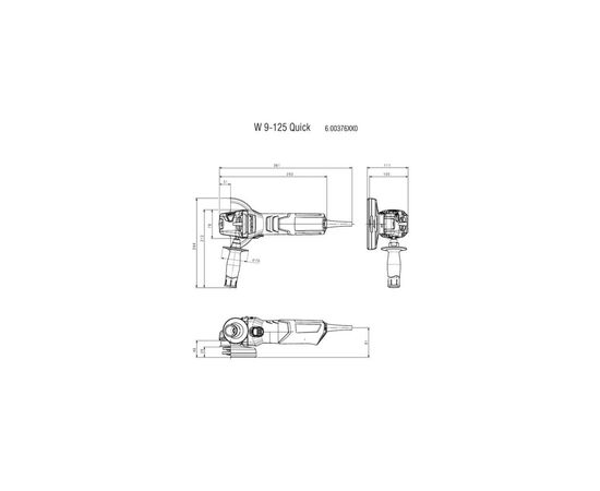 Шліфувальна машина Metabo W 9-125 125мм, 900Вт, 10500об/хв, 2.1кг (600376010), зображення 2 Шліфувальна машина Metabo W 9-125 125мм, 900Вт, 10500об/хв, 2.1кг (600376010), зображення 2
