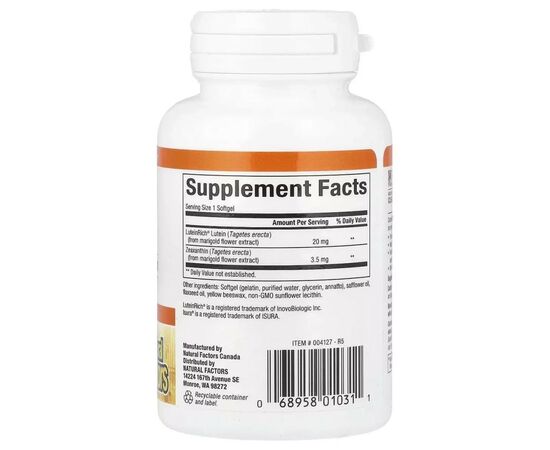 Антиоксидант Natural Factors Лютеин 20 мг, Lutein, 30 желатиновых капсул (NFS-01031), изображение 2 Антиоксидант Natural Factors Лютеин 20 мг, Lutein, 30 желатиновых капсул (NFS-01031), изображение 2
