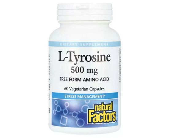 Витаминно-минеральный комплекс Natural Factors L-тирозин, 1000 мг, L-Tyrosine, 60 вегетарианских капсул (NFS-02803)