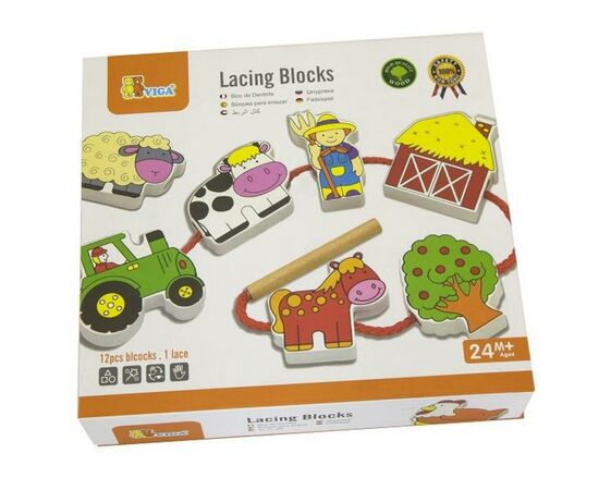Развивающая игрушка Viga Toys Шнуровка Ферма (59548)