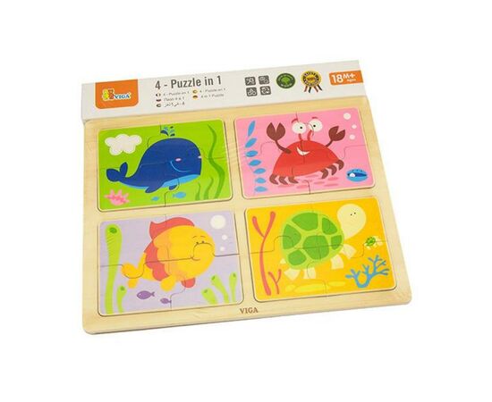 Пазл Viga Toys Море 4-в-1 (50190), изображение 2 Пазл Viga Toys Море 4-в-1 (50190), изображение 2