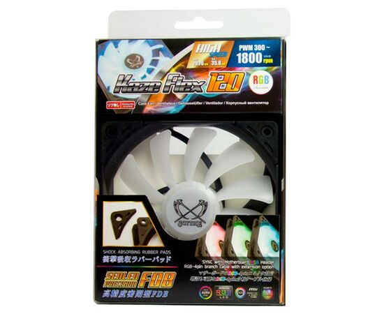 Кулер для корпуса Scythe Kaze Flex 120 mm RGB PWM (SU1225FD12HR-RNP), изображение 5 Кулер для корпуса Scythe Kaze Flex 120 mm RGB PWM (SU1225FD12HR-RNP), изображение 5