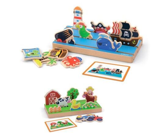 Развивающая игрушка Viga Toys Пространство и расстояние: ферма, море двусторонний (50183)