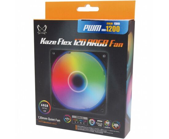 Кулер для корпуса Scythe Kaze Flex 120 mm ARGB PWM (KF1225FD12AR-P), изображение 6 Кулер для корпуса Scythe Kaze Flex 120 mm ARGB PWM (KF1225FD12AR-P), изображение 6