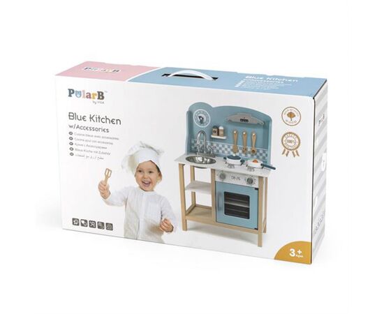 Игровой набор Viga Toys кухня из дерева с аксессуарами PolarB голубая (44047), изображение 7 Игровой набор Viga Toys кухня из дерева с аксессуарами PolarB голубая (44047), изображение 7