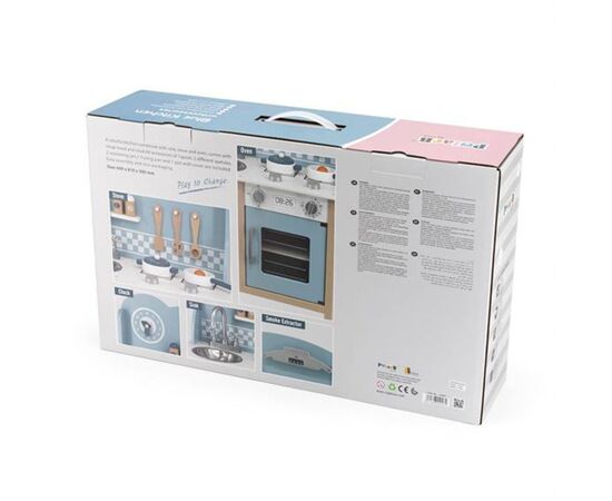 Игровой набор Viga Toys кухня из дерева с аксессуарами PolarB голубая (44047), изображение 8 Игровой набор Viga Toys кухня из дерева с аксессуарами PolarB голубая (44047), изображение 8