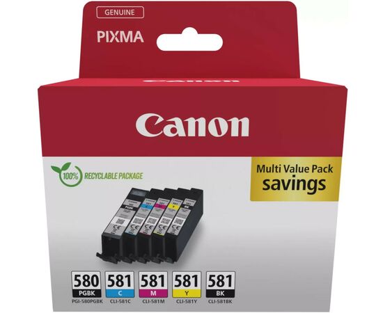 Картридж Canon PGI-580/CLI-581 BK,PBK,C,M,Y Multipack (2078C007), изображение 2 Картридж Canon PGI-580/CLI-581 BK,PBK,C,M,Y Multipack (2078C007), изображение 2