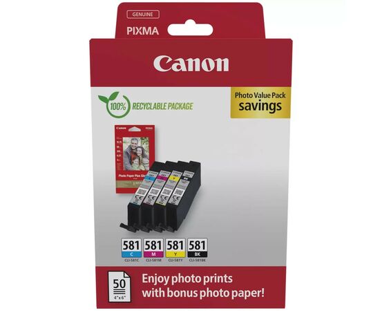 Картридж Canon CLI-581 VP BK,C,M,Y (2106C006), зображення 2 Картридж Canon CLI-581 VP BK,C,M,Y (2106C006), зображення 2