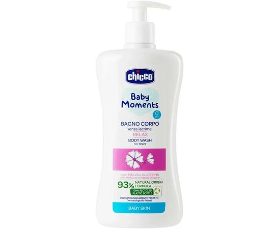 Детский гель для душа Chicco Baby Moments Без слез с Экстрактом Мальвы и Глицерином 500 мл (10582.00)