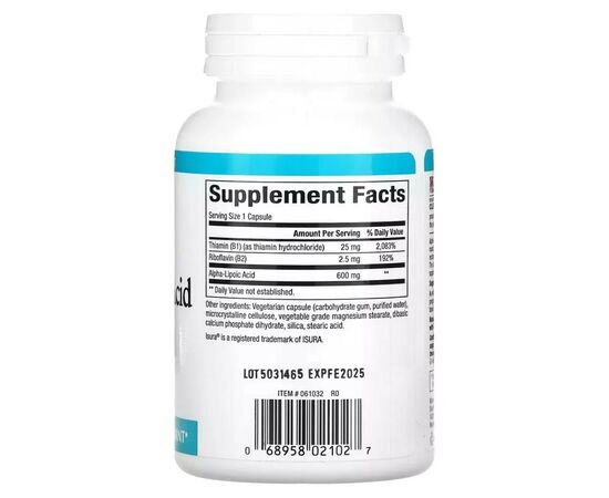 Витаминно-минеральный комплекс Natural Factors Альфа-липоевая кислота с витаминами B1 и B2, 600 мг, Alpha-Lipoic (NFS-02102), изображение 2 Витаминно-минеральный комплекс Natural Factors Альфа-липоевая кислота с витаминами B1 и B2, 600 мг, Alpha-Lipoic (NFS-02102), изображение 2