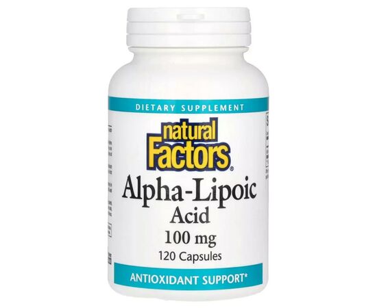 Вітамінно-мінеральний комплекс Natural Factors Альфа-ліпоєва кислота, 100 мг, Alpha-Lipoic Acid, 120 капсул (NFS-02096)