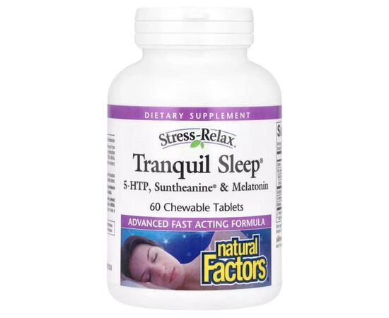 Витаминно-минеральный комплекс Natural Factors Здоровый сон, Stress-Relax, Tranquil Sleep, 60 жевательных таблеток (NFS-02831)