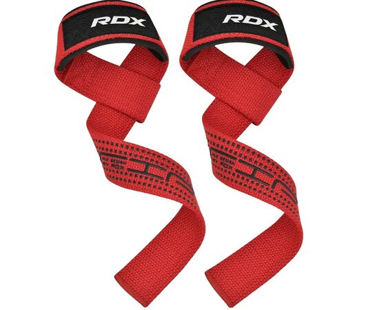 Кистьові лямки RDX S4 Gym Cotton Gel Straps Red Plus (WAC-S4R+)