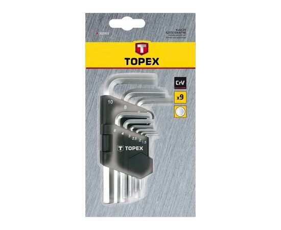Набор инструментов Topex ключи шестигранные HEX 1.5-10 мм, 9 шт. (35D955), изображение 2 Набор инструментов Topex ключи шестигранные HEX 1.5-10 мм, 9 шт. (35D955), изображение 2