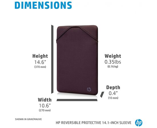 Чехол для ноутбука HP 15.6" Reversible Protective Grey/Mauve Sleeve (2F1W8AA), изображение 6 Чехол для ноутбука HP 15.6" Reversible Protective Grey/Mauve Sleeve (2F1W8AA), изображение 6